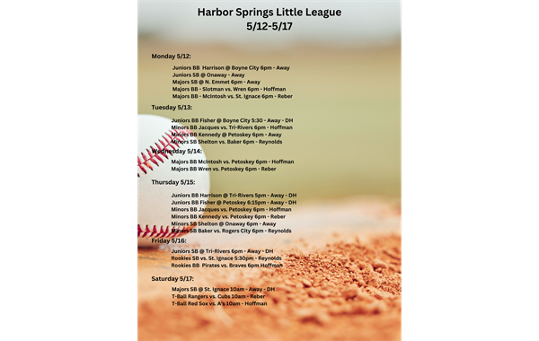 Game Schedule 5/12-5/17